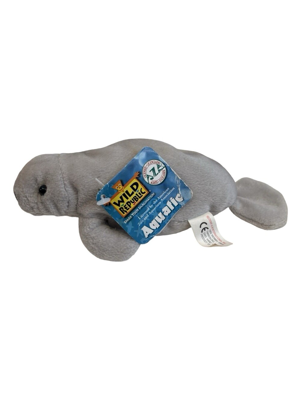 NEW With Tags- Wild Republic -Stuffed Plush Manatee - Gray